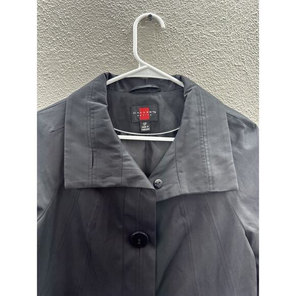 Gallery Womens Jacket Size Petite Small Black Button Up Lightweight - Picture 3 of 12